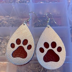 Paw Print Faux Leather Earrings